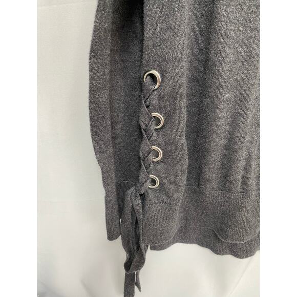 Michael Kors Womens M Dark Gray Cowl Turtleneck Longsleeve Sweater Side Ties - Picture 3 of 6